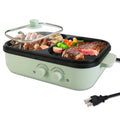 1Pc Electric Hot Pot With Grill 2-in-1 Hot Pot And Frying Pan Portable Non-Stick Pot And Griddle Electric Cooker Pot With Glass Lid Fast Heating