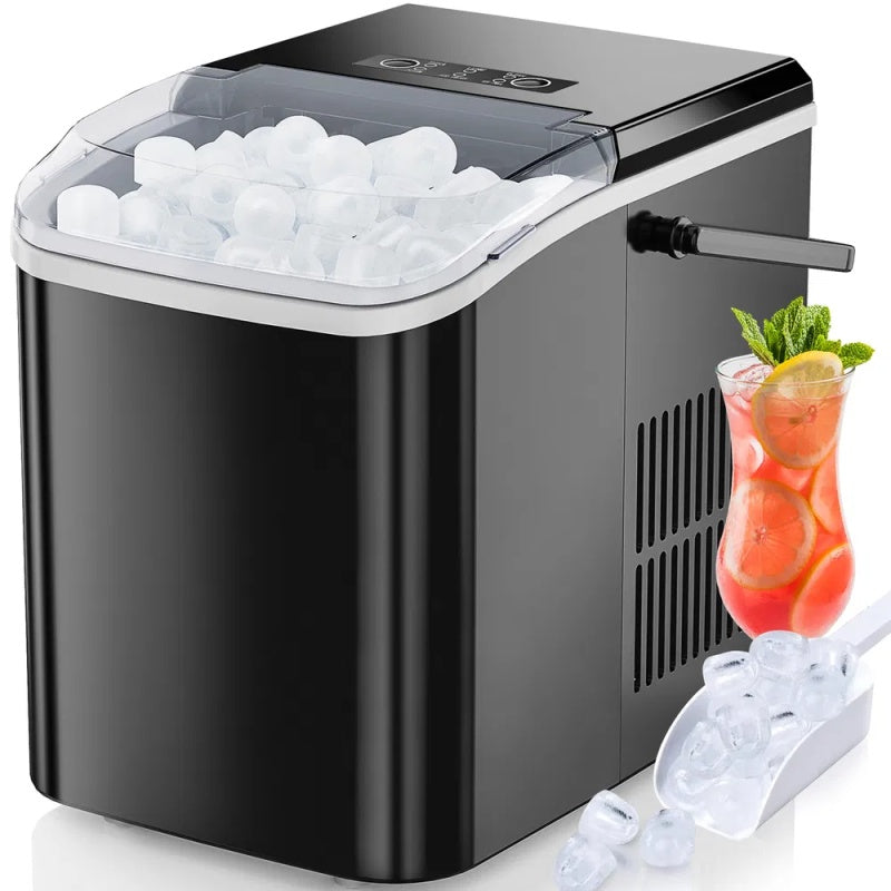 Countertop Ice Maker With Handle, 26lbs&24H Portable Ice Machine, 9 Bullet Ice Cubes Ready In 6 Mins, Self-Cleaning, Quiet Compact Ice Maker For