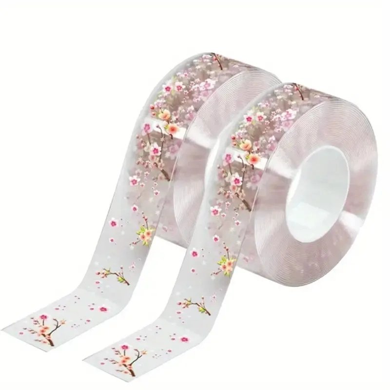 2 Rolls Waterproof Kitchen Seam Sealing Tape 118.11 Inch - Floral Design Clear Adhesive For Sink, Toilet, Stove Edges - Leak-Proof Gap Sealant Wi