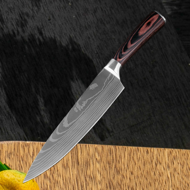 8 Damascus Pattern Stainless Steel Chef's Knives