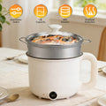 All-in-One Electric Cooking Pot Set With Glass Lid & Tongs, Ceramic Liner Dual Power Hot Pot, Compact Cooker For Dorm Small Apartment Travel