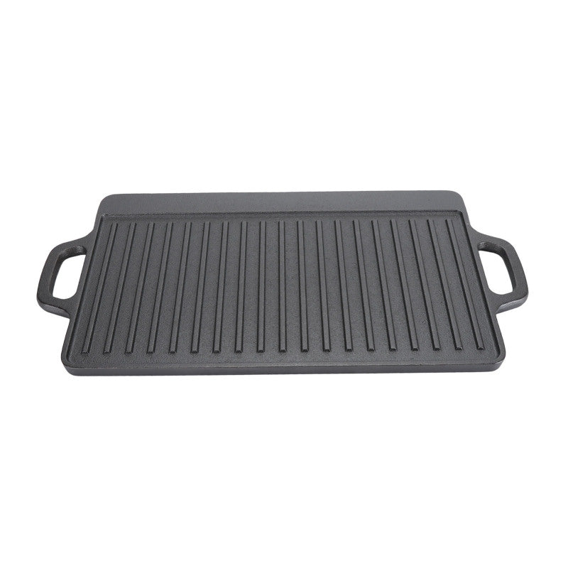 Cast Iron Rectangular Grill Multipurpose Safe Large Space Double Sided Double Ears Cast Iron Griddle For BBQ Gas Grill 44x23x2cm / 17.3x9.1x0.8in
