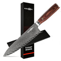 Kegani 8 Inch Damascus Chef Knife 67 Layers 10Cr15CoMoV Japanese Knife Hammered Texture Damascus Knife - FullTang Wood Handle Chefs Knife With Gi