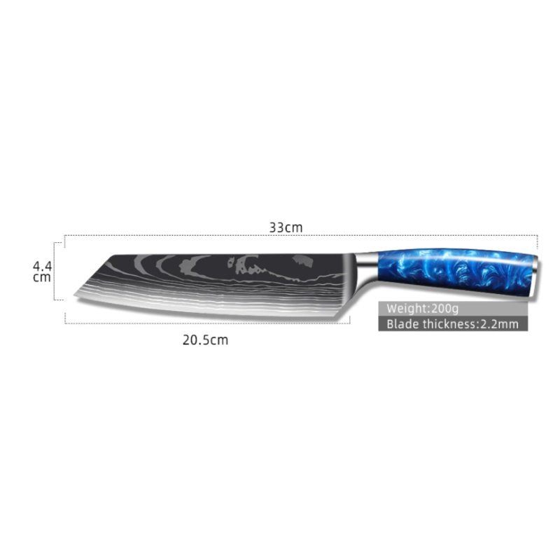 8-inch Chef Knife with Blue Resin Handle