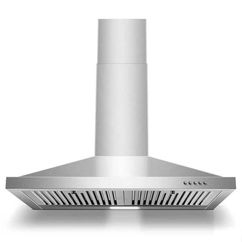 Range Hood 30 Inch, Wall Mount Range Hood Ducted/Ductless, Kitchen Hood In Stainless Steel, Vent Hood With Baffle Filters, 3 Speed Fan, Push Butt