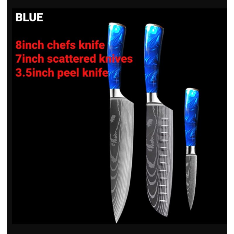 8-inch Chef Knife with Blue Resin Handle