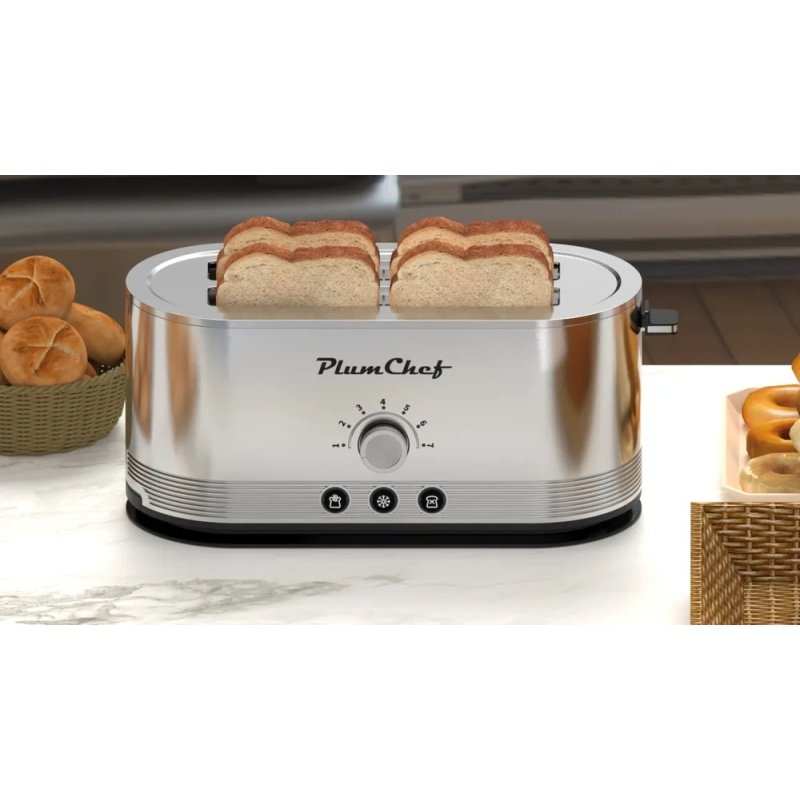4-Slice Toaster, 7 Browning Settings, Defrost/Reheat Functions, Removable Crumb Tray, Full Body Stainless Steel Housing, Anti-Fingerprint, Anti-J