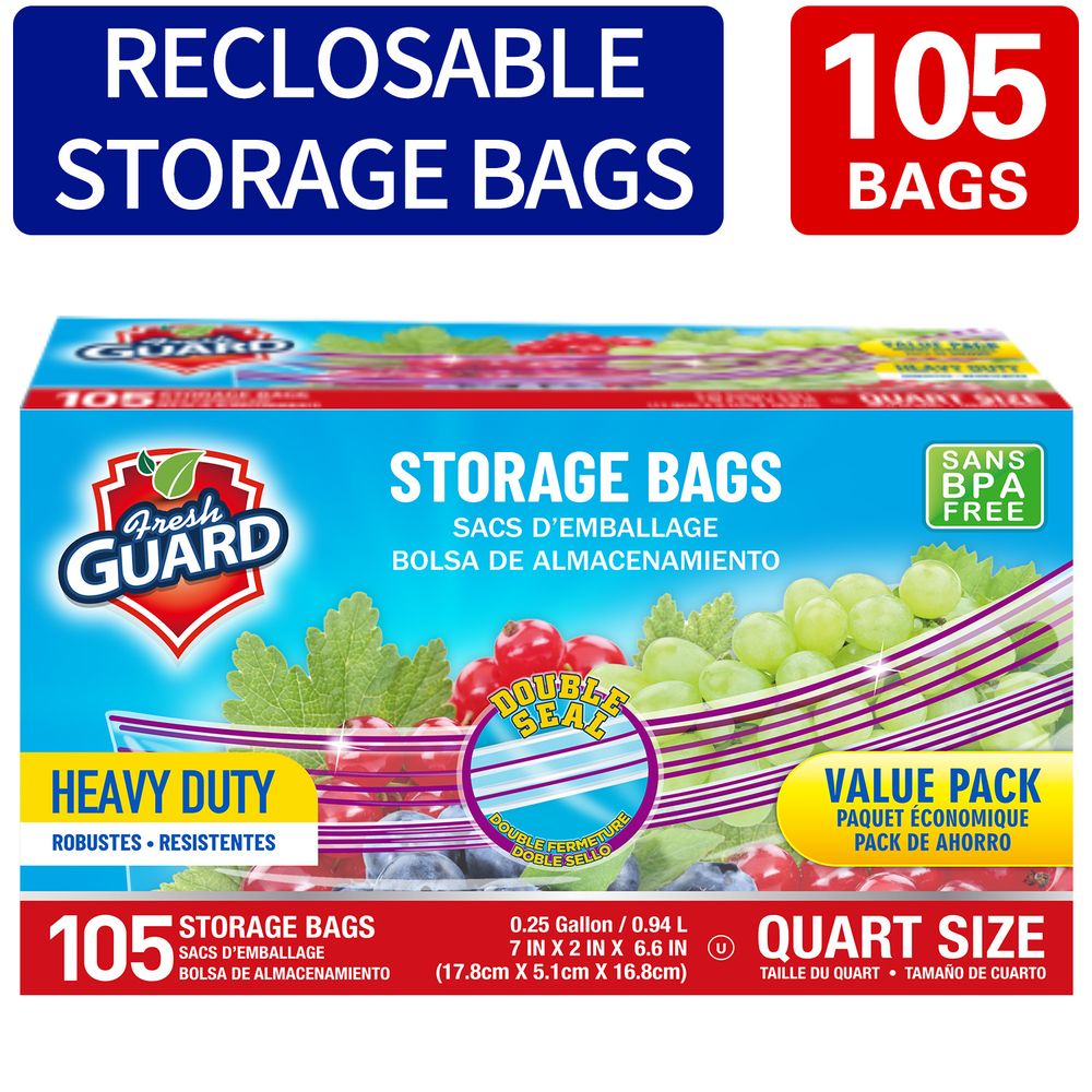 105 Count Reclosable Storage Bags, Fresh-keeping Bag, Heavy Duty Food Sorting Storage Bag, Food Preservation Sealed Bag, For Fruit, Grain