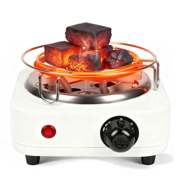 Electric Charcoal Burner 500W Hookah Charcoal Burner Compact Coal Burner For Hooka Cubes Shisha With Grill And Tongs 5 Temperature Gears Thermost