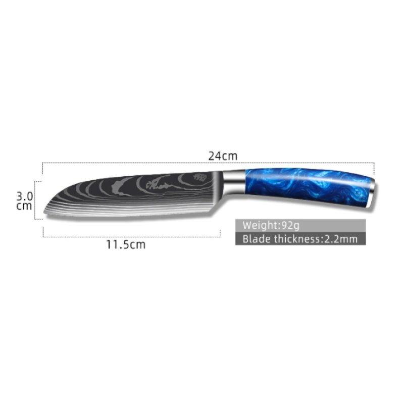 8-inch Chef Knife with Blue Resin Handle