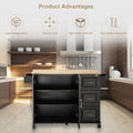 Kitchen Island & Kitchen Cart, Mobile Kitchen Island, Rubber Wood Top, Big & Adjustable Shelf Inside Cabinet For Different Utensils, Luxury Desig