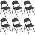 6pcs Elegant Foldable Iron & PVC Chairs For Convention & Exhibition Black