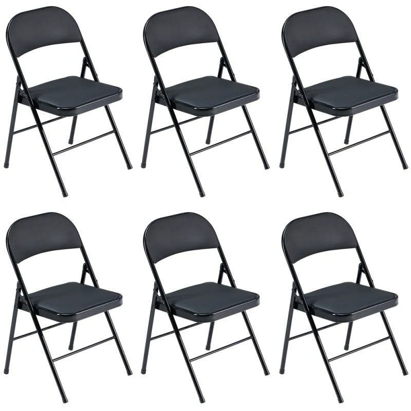 6pcs Elegant Foldable Iron & PVC Chairs For Convention & Exhibition Black