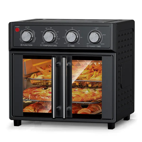 PlumChef 29.5 Quart Extra Large 6 Slices Air Fryer Convection Toaster Oven, French Door, 1700W, Multifunction Oven For Air Fryer, Toast, Grill, D