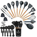 4 Colors Options -- Set Of 35Pcs Kitchen Cooking Utensils Set Spatula Set Baking Utensil Set Kitchen Accessories Necessities With Holder Egg Whis