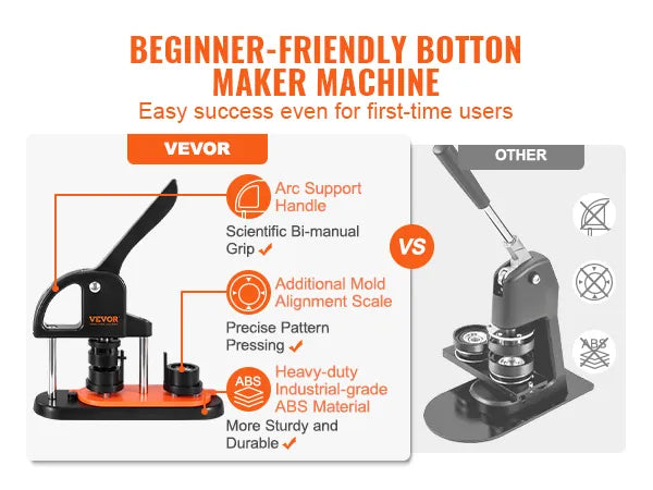 Button Maker Machine, 0.98 Inch 25mm Pin Maker With 500pcs Button Parts, Button Maker With Panda Magic Book, Ergonomic Arc Handle Punch Press Kit