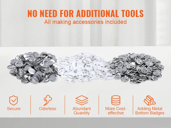 Button Maker Machine, 0.98 Inch 25mm Pin Maker With 500pcs Button Parts, Button Maker With Panda Magic Book, Ergonomic Arc Handle Punch Press Kit