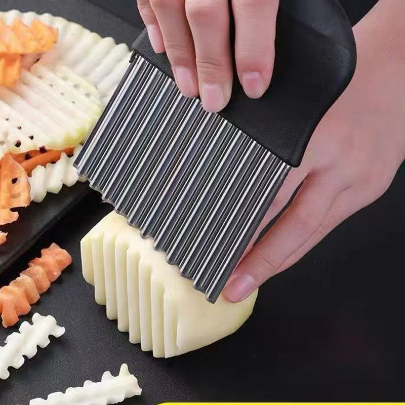 Large Crinkle Cutter,French Fry Slicer,Potato Knife Cutter Fruit Vegetable Wavy Chopper,Knife Stainless Steel Blade Cutting Tool