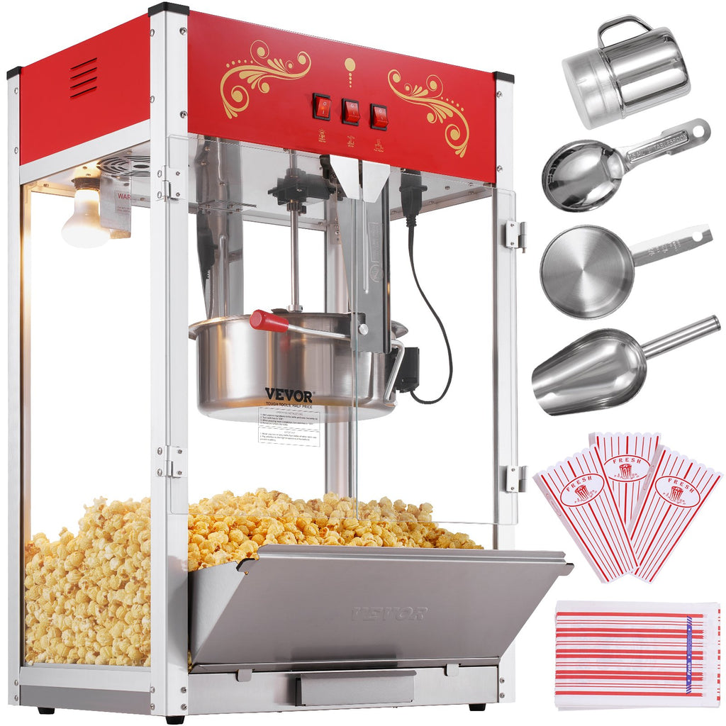Popcorn Popper Machine Countertop Popcorn Maker 1615W 16 Oz Red