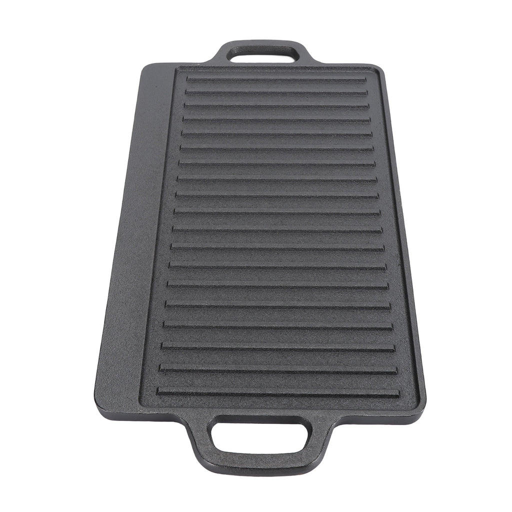 Cast Iron Rectangular Grill Multipurpose Safe Large Space Double Sided Double Ears Cast Iron Griddle For BBQ Gas Grill 44x23x2cm / 17.3x9.1x0.8in