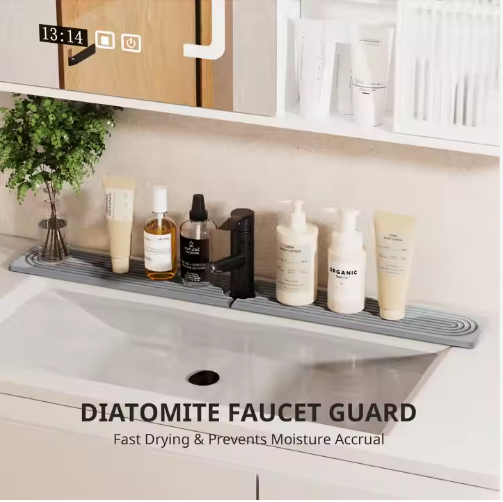 Diatomaceous Earth Sink Tray Stone Home Sink Caddy Kitchen Instant Dry Sink Organizer