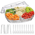Fruit Ice Serving Tray Chilled Veggie Tray Shrimp Cocktail Serving Dish Appetizer Party Serving Platter Cold Food Buffet Server With Lid And 4 Co