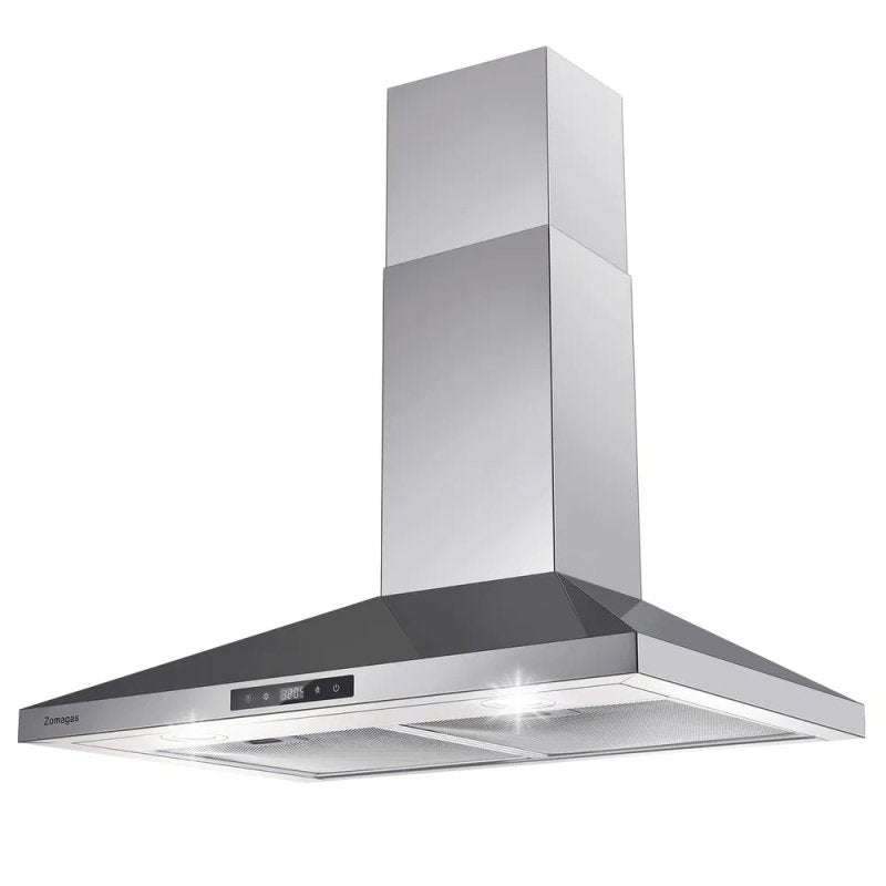 30 Inch Range Hood Wall Mounted 450 CFM Touch Panel Kitchen Stainless Steel Vented