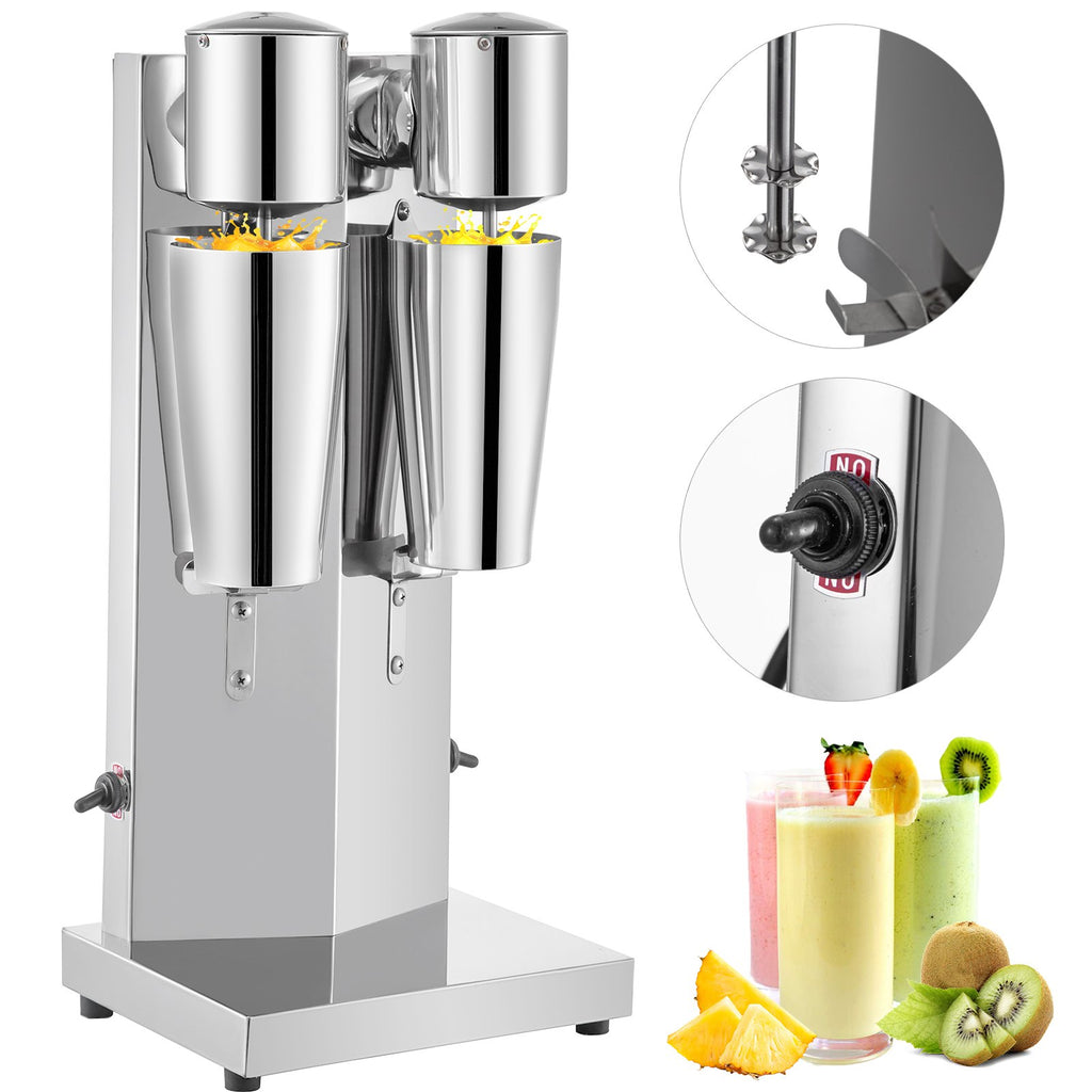 Milkshake Maker Kit, Stainless Steel Electric Milkshake Maker, 180W Milkshake Machine, Double Head Classic Milkshake Maker With 800ml Cup, Silver