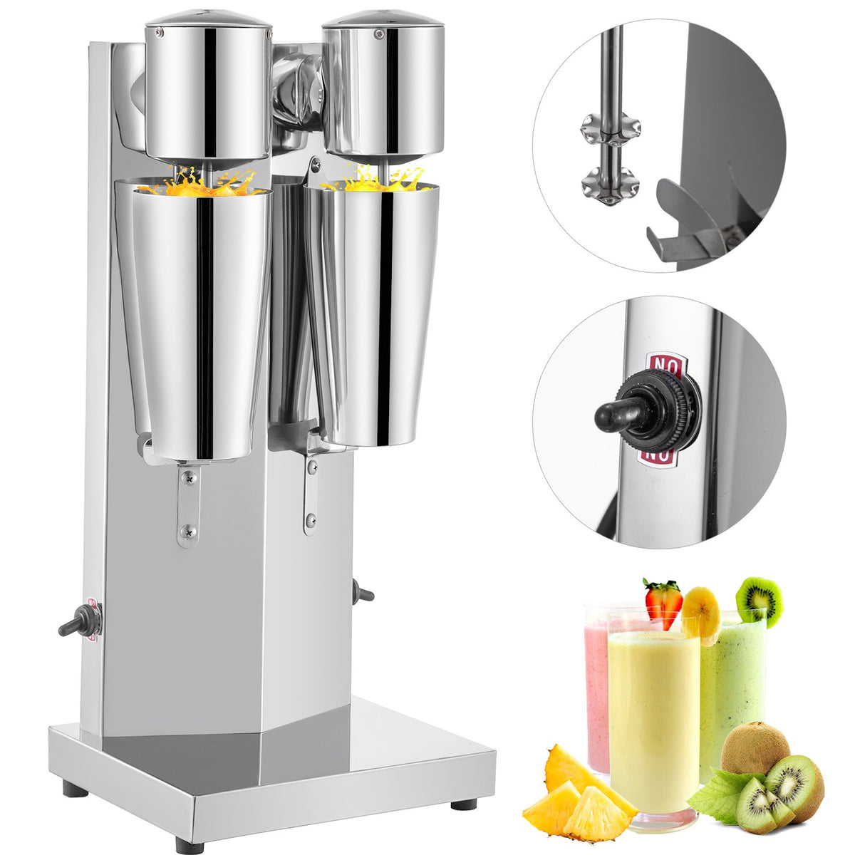 Milkshake Maker Kit, Stainless Steel Electric Milkshake Maker, 180W Milkshake Machine, Double Head Classic Milkshake Maker With 800ml Cup, Silver