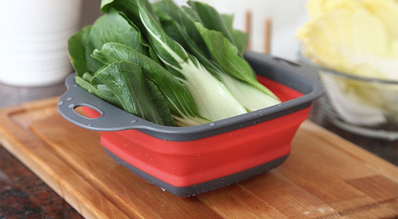 1pc Silicone Folding Drain Basket Fruit Vegetable Washing Basket Foldable Strainer Colander Collapsible Drainer Kitchen Storage Tool