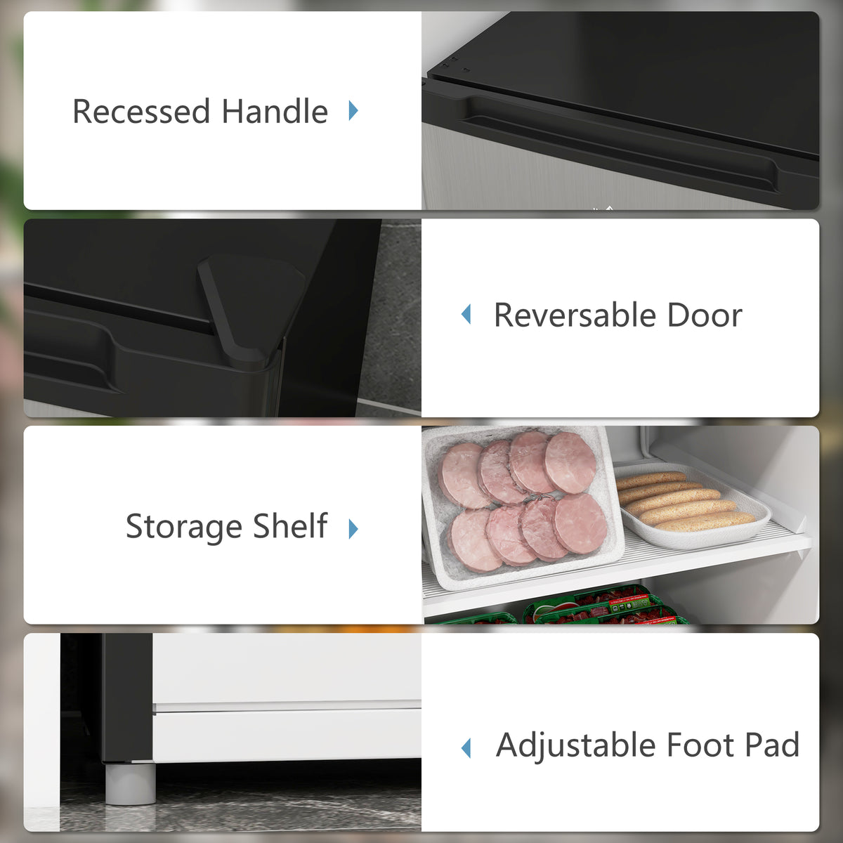 Upright Freezer, 3 Cu Ft Small Freezer with Reversible Single Door, Adjustable Thermostat for Home, Apartment, Silver