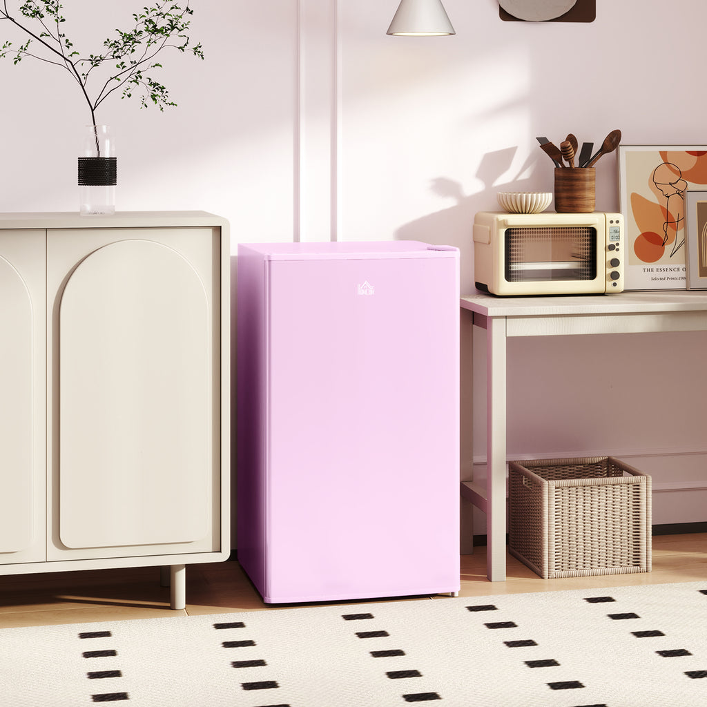 3.2 Cu.Ft Mini Fridge with Freezer, Single Door Compact Refrigerator with Adjustable Thermostat, Reversible Door, Pink
