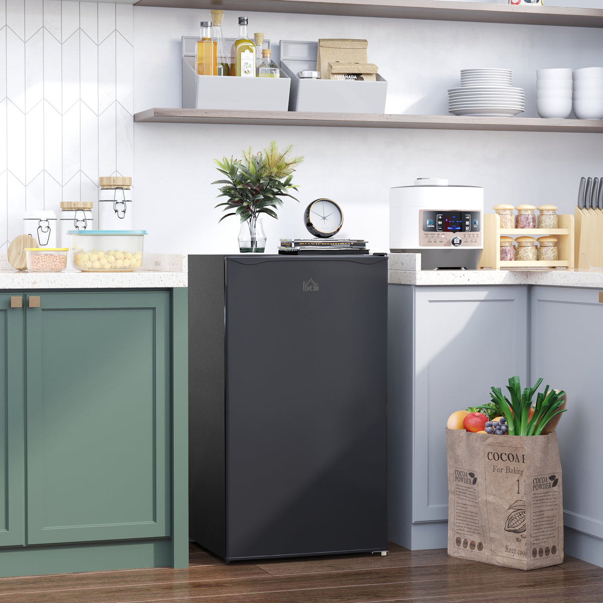 3.2 Cu.Ft Mini Fridge with Freezer, Single Door Compact Refrigerator with Adjustable Thermostat, Shelf and Reversible Door for Bedroom, Dorm, Ho