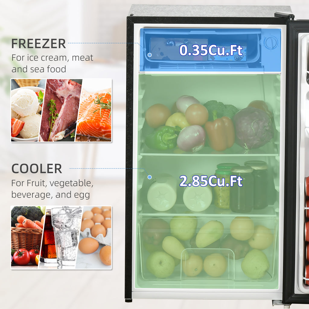 3.2 Cu.Ft Mini Fridge with Freezer, Single Door Compact Refrigerator with Adjustable Thermostat, Shelf and Reversible Door for Bedroom, Dorm, Ho