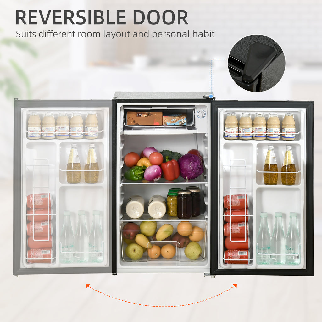 3.2 Cu.Ft Mini Fridge with Freezer, Single Door Compact Refrigerator with Adjustable Thermostat, Shelf and Reversible Door for Bedroom, Dorm, Ho