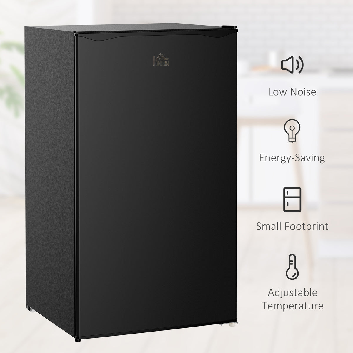 3.2 Cu.Ft Mini Fridge with Freezer, Single Door Compact Refrigerator with Adjustable Thermostat, Shelf and Reversible Door for Bedroom, Dorm, Ho