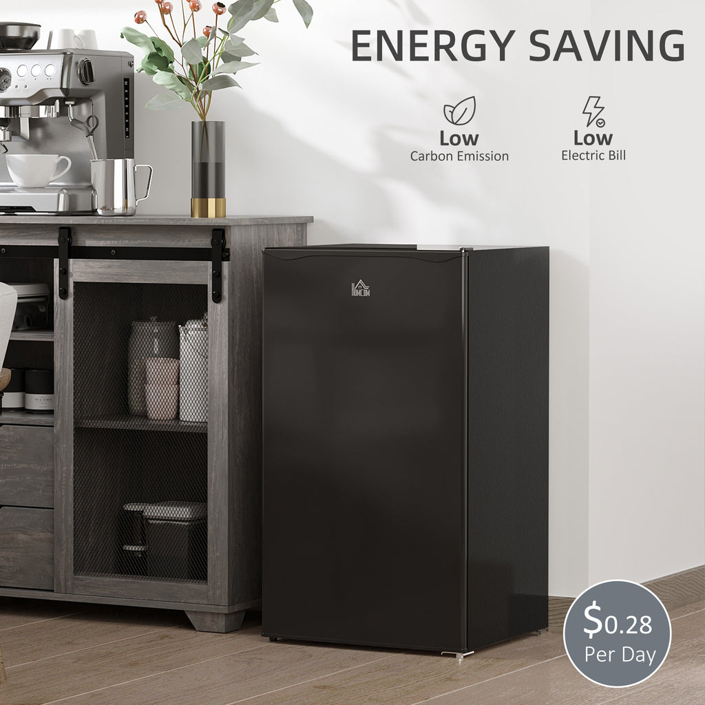 3.2 Cu.Ft Mini Fridge with Freezer, Single Door Compact Refrigerator with Adjustable Thermostat, Shelf and Reversible Door for Bedroom, Dorm, Ho