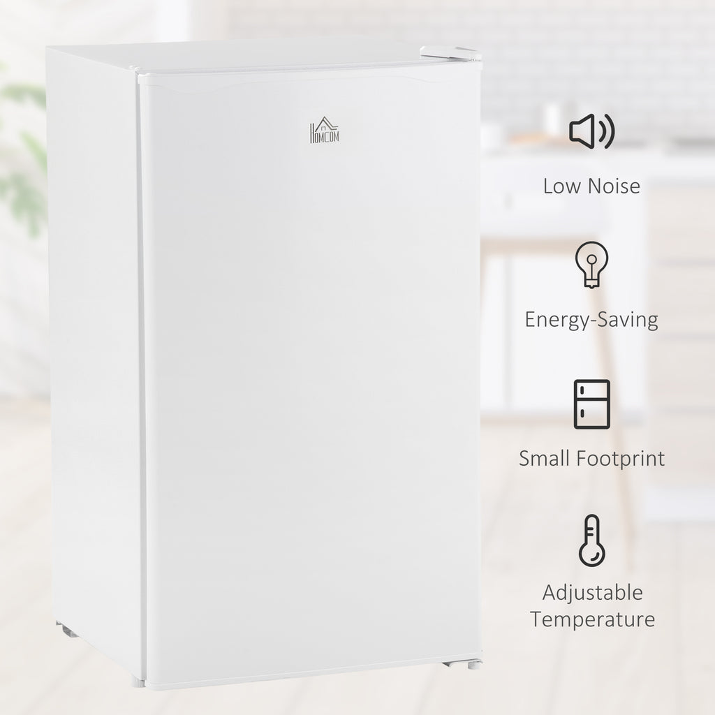 Mini Fridge with Freezer, 3.2Cu.Ft Compact Refrigerator with Adjustable Shelf, Mechanical Thermostat and Reversible Door for Bedroom, Dorm, Whit