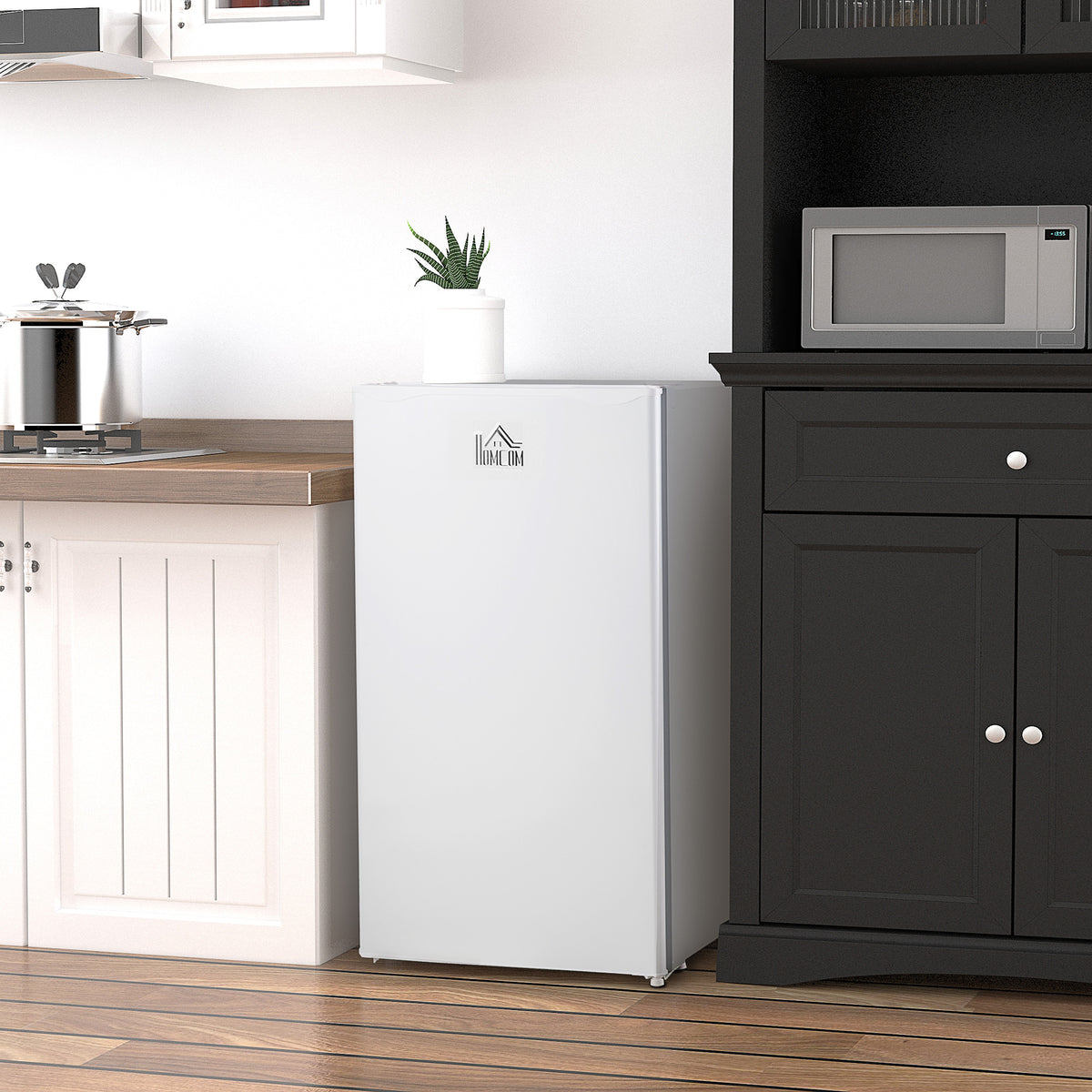 Mini Fridge with Freezer, 3.2Cu.Ft Compact Refrigerator with Adjustable Shelf, Mechanical Thermostat and Reversible Door for Bedroom, Dorm, Whit