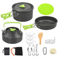 16Pcs Camping Cooking Ware Set Camping Stove Cookware Kit Aluminum Pot Pan Kettle Set With Bowls Knife Fork Spoon Carabiner Spatula Cutting Board