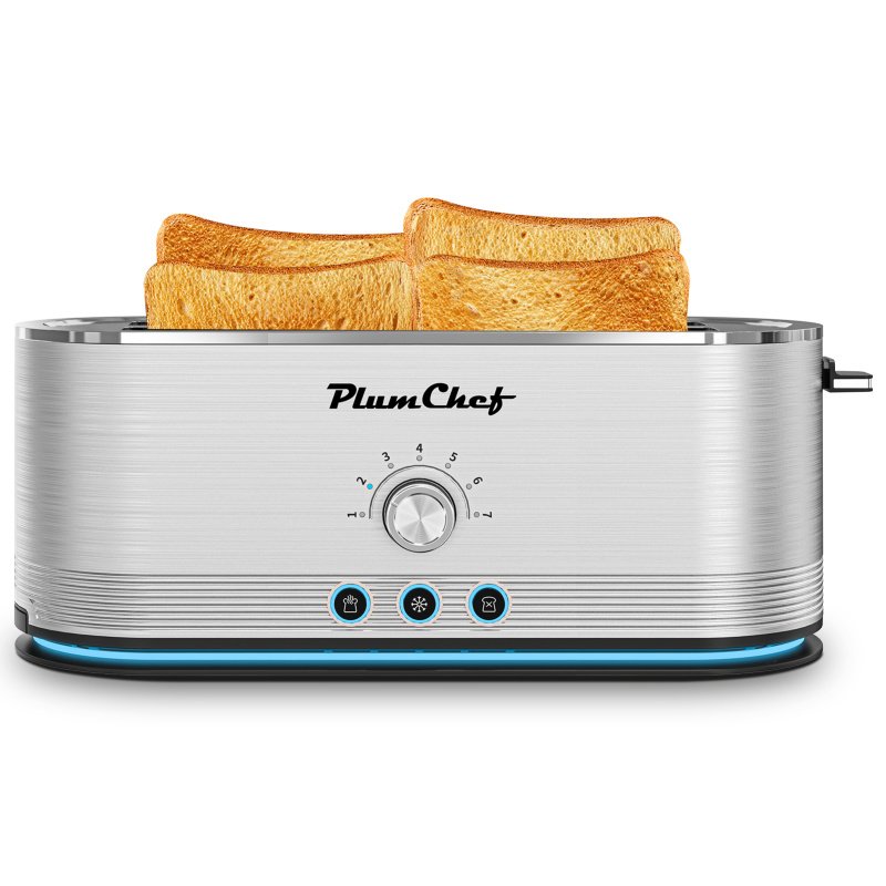 4-Slice Toaster, 7 Settings, Defrost, Reheat, Removable Crumb Tray, Full Body Stainless Steel Housing, Anti-Fingerprint, Anti-Jam, 1350W, Silver,