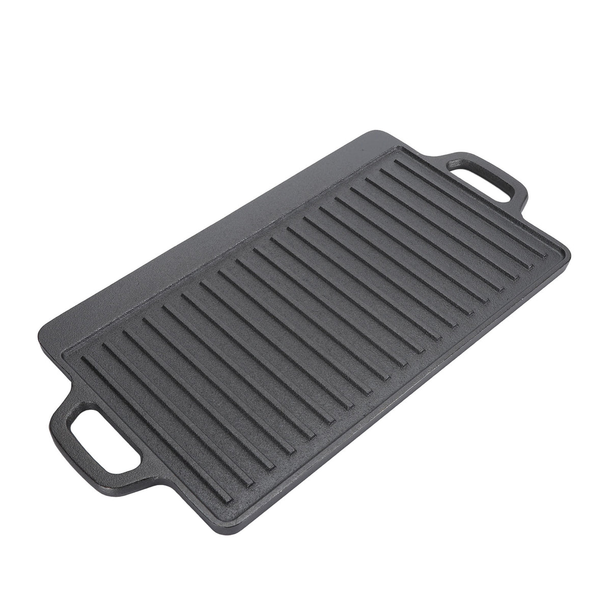 Cast Iron Rectangular Grill Multipurpose Safe Large Space Double Sided Double Ears Cast Iron Griddle For BBQ Gas Grill 44x23x2cm / 17.3x9.1x0.8in