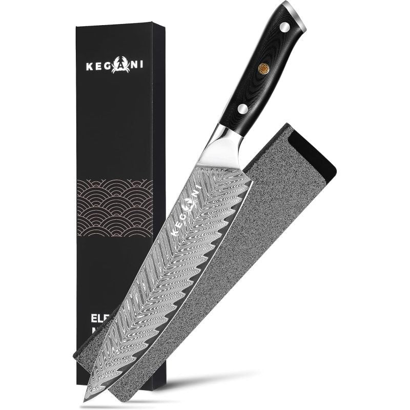 Kegani Meat Cleaver Knife 7 Inch - Damascus 73 Layers AUS-10 Steel Core Butcher Knife - G10 Handle Chinese Knife With Gift Box & Sheath