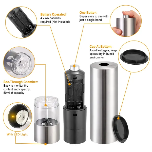 Electric Salt Pepper Grinder With Light Adjustable