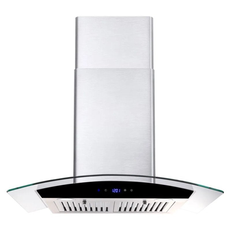 30 Inch Wall Mounted Range Hood 700CFM Tempered Glass Touch Panel Control Vented LEDs