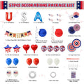 1Set 4th Of July Decorations Set,Patriotic Party Supplies With USA Foil Balloons Paper Fans Confetti Balloons Hanging Streamers Star Confetti Fla