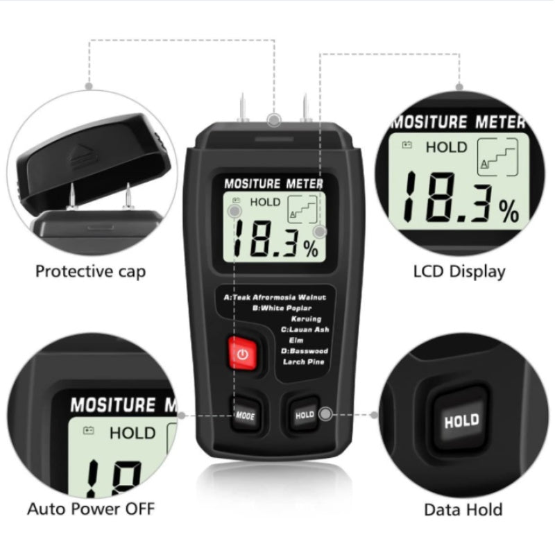 Digital LCD Wood Meter Detector Tester Wood Firewood Paper Cardboard