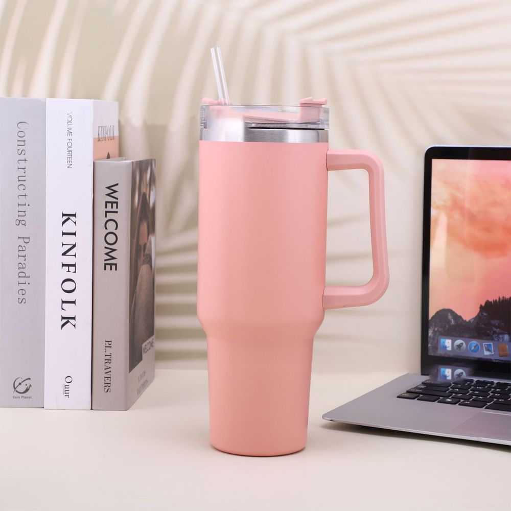 30OZ Straw Coffee Insulation Cup With Handle Portable Car Stainless Steel Water Bottle LargeCapacity Travel BPA Free Thermal Mug