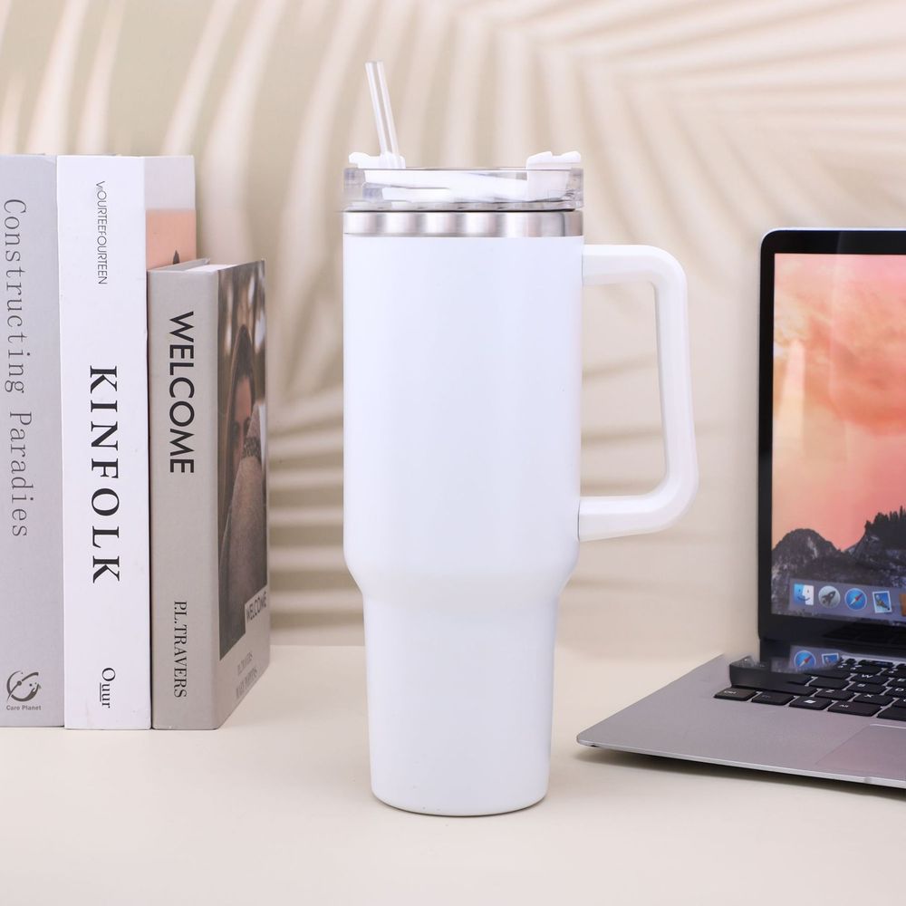 30OZ Straw Coffee Insulation Cup With Handle Portable Car Stainless Steel Water Bottle LargeCapacity Travel BPA Free Thermal Mug