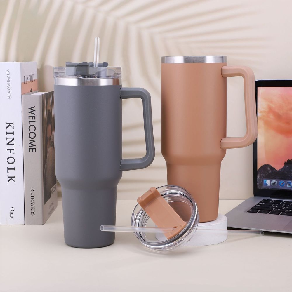 30OZ Straw Coffee Insulation Cup With Handle Portable Car Stainless Steel Water Bottle LargeCapacity Travel BPA Free Thermal Mug